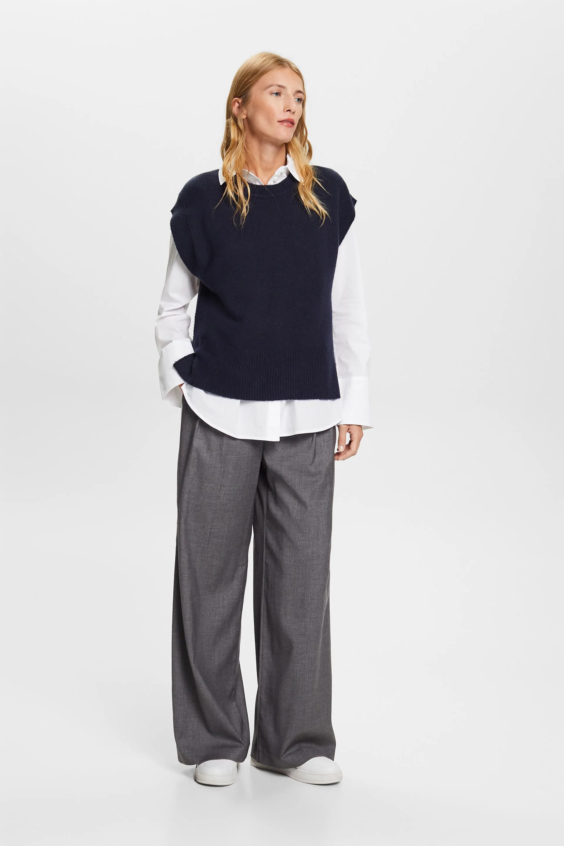 Gilet a coste in misto lana