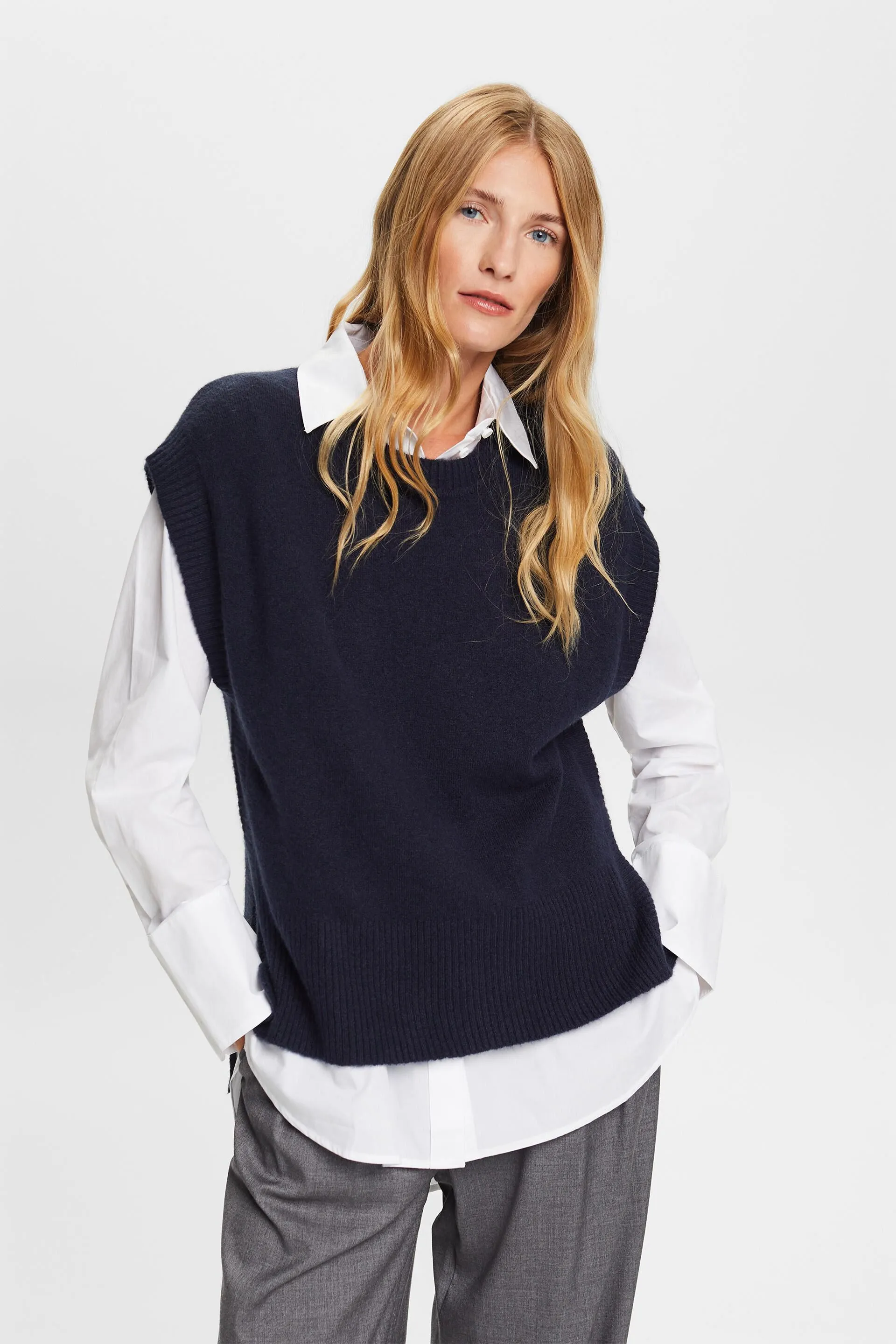 Gilet a coste in misto lana