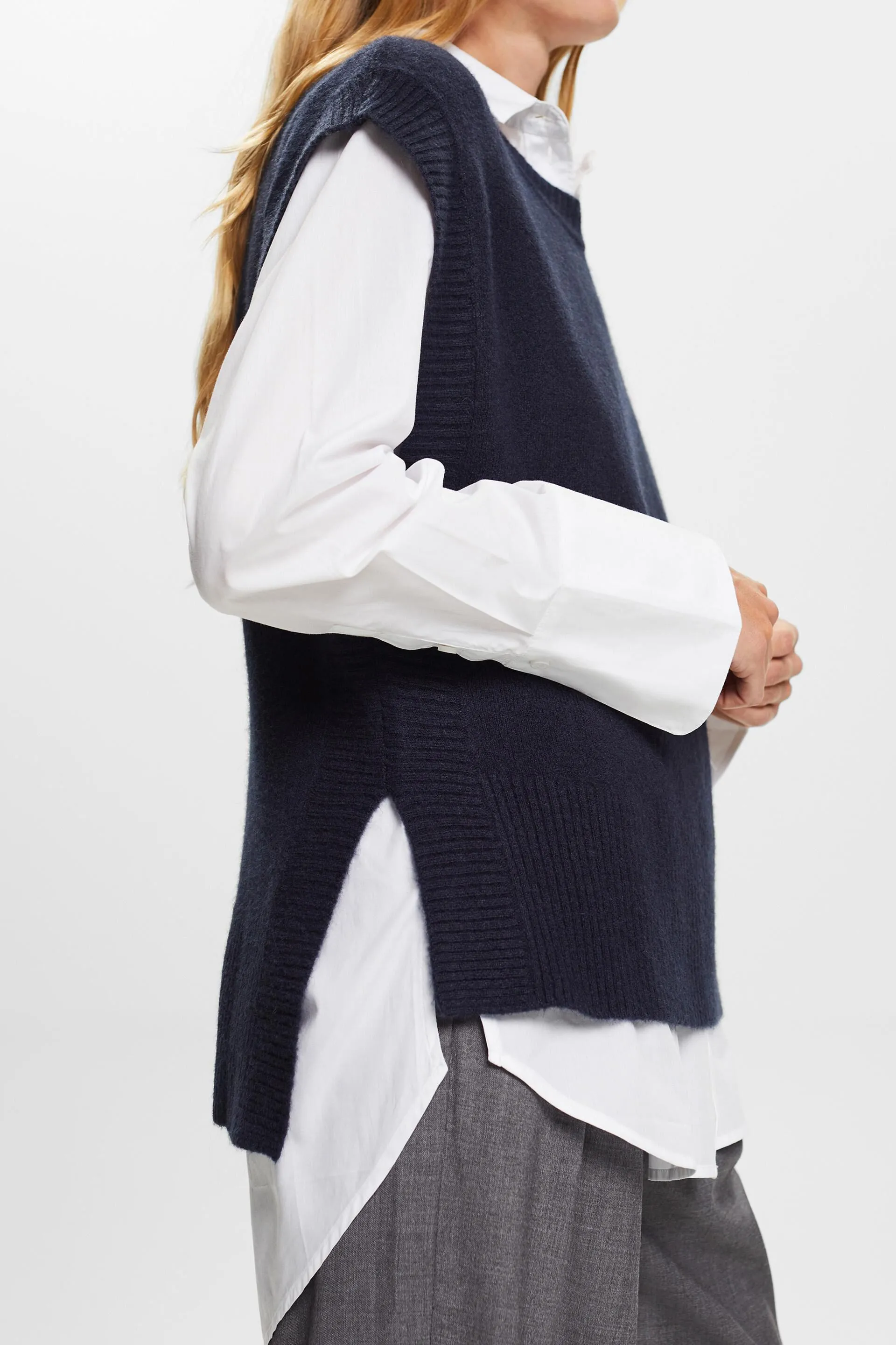 Gilet a coste in misto lana