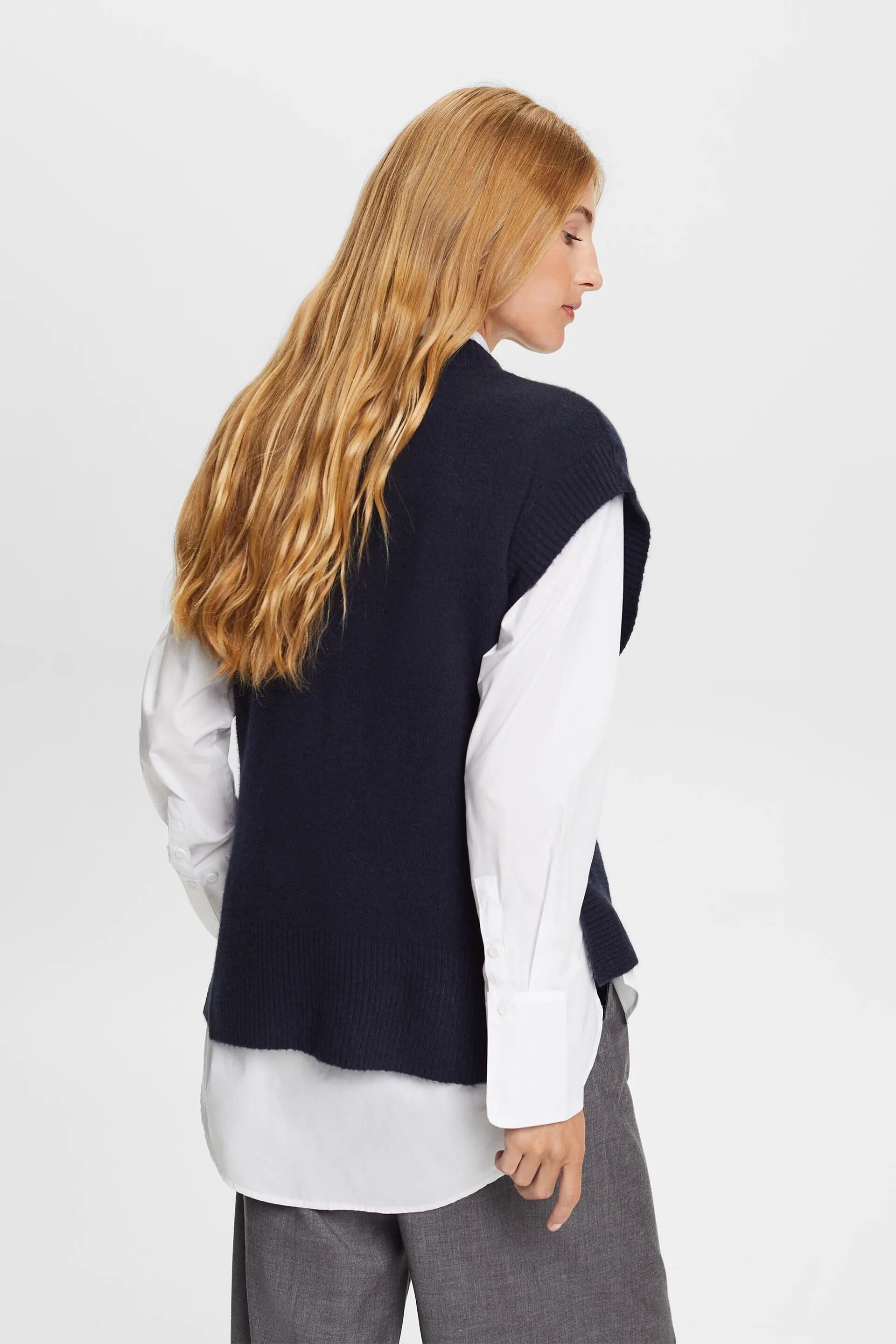 Gilet a coste in misto lana