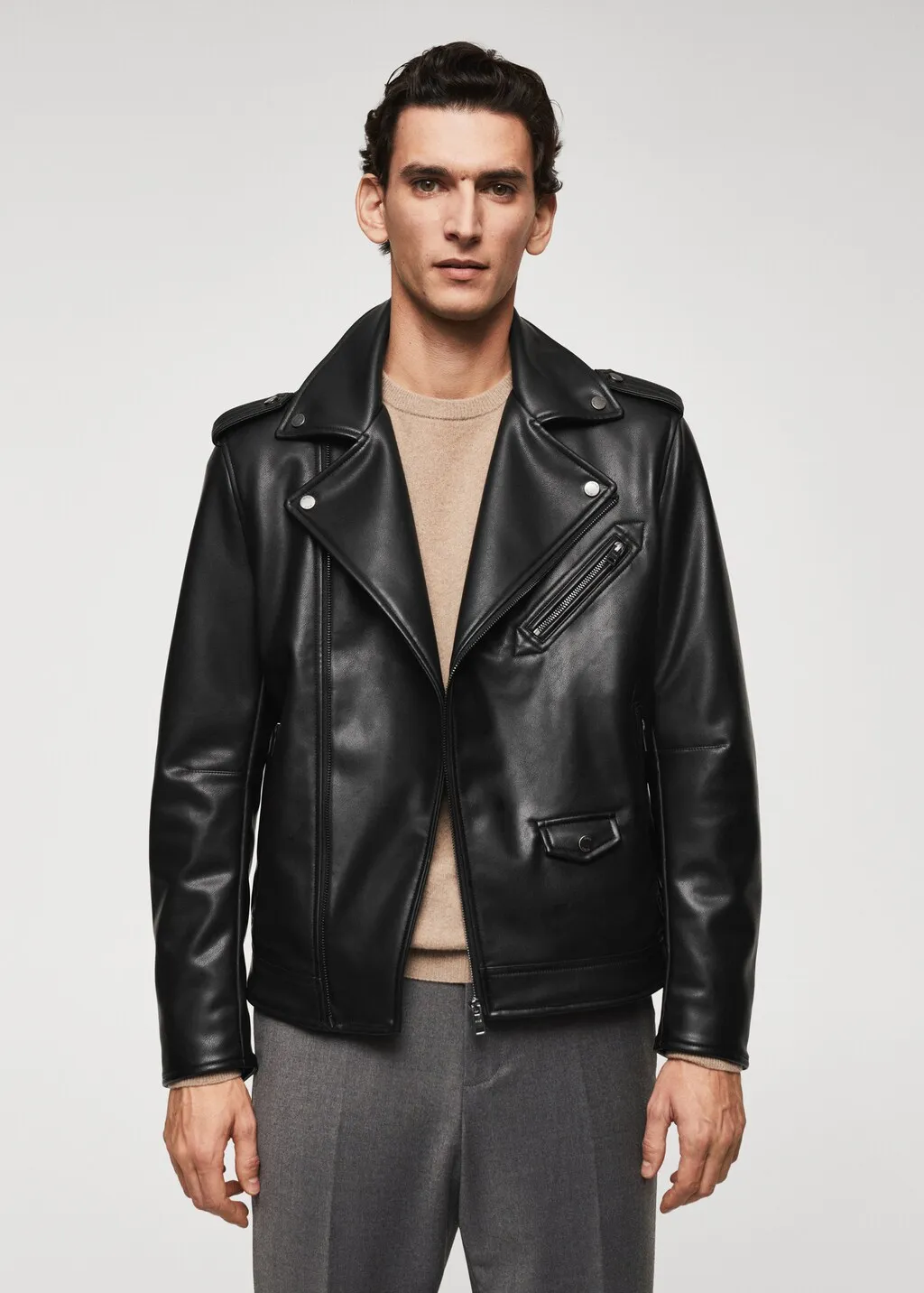 Giubbotto biker similpelle
