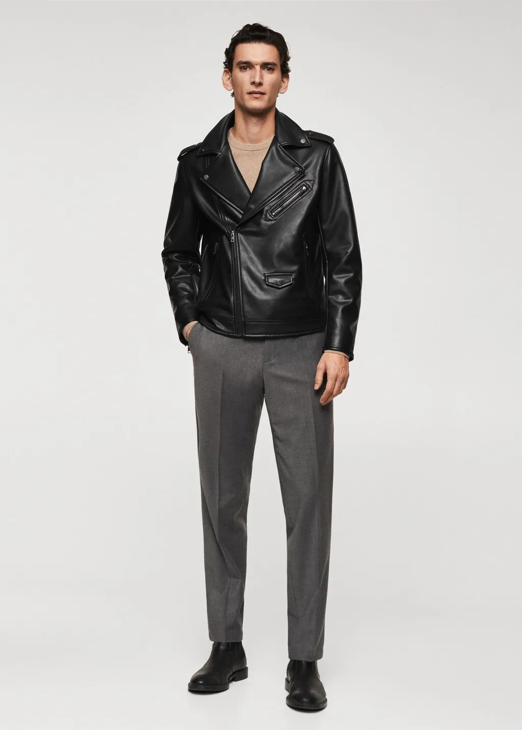 Giubbotto biker similpelle