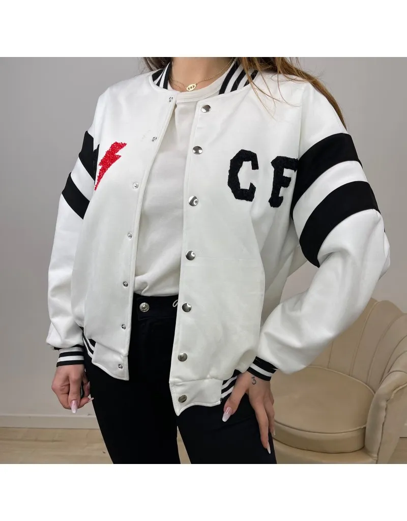 GIUBBOTTO COLLEGE SCAMOSCIATO BIANCO