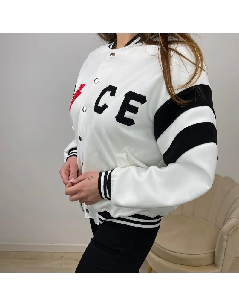 GIUBBOTTO COLLEGE SCAMOSCIATO BIANCO