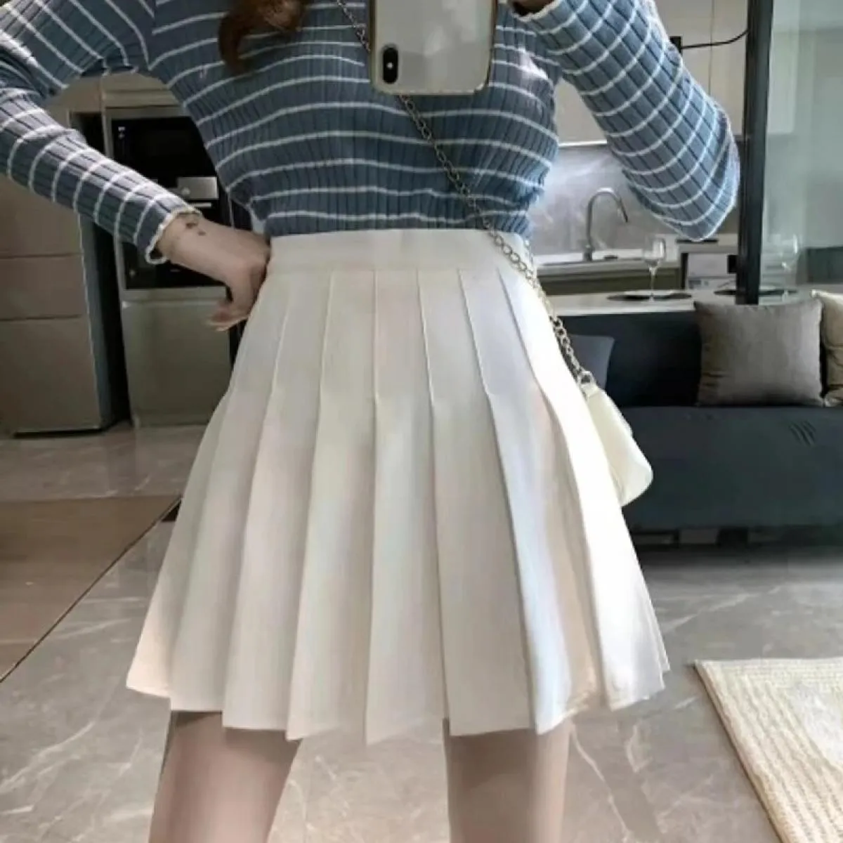 Gonna a pieghe bianca stile minigonna a pieghe da ragazza stile donna 2023 Estate
