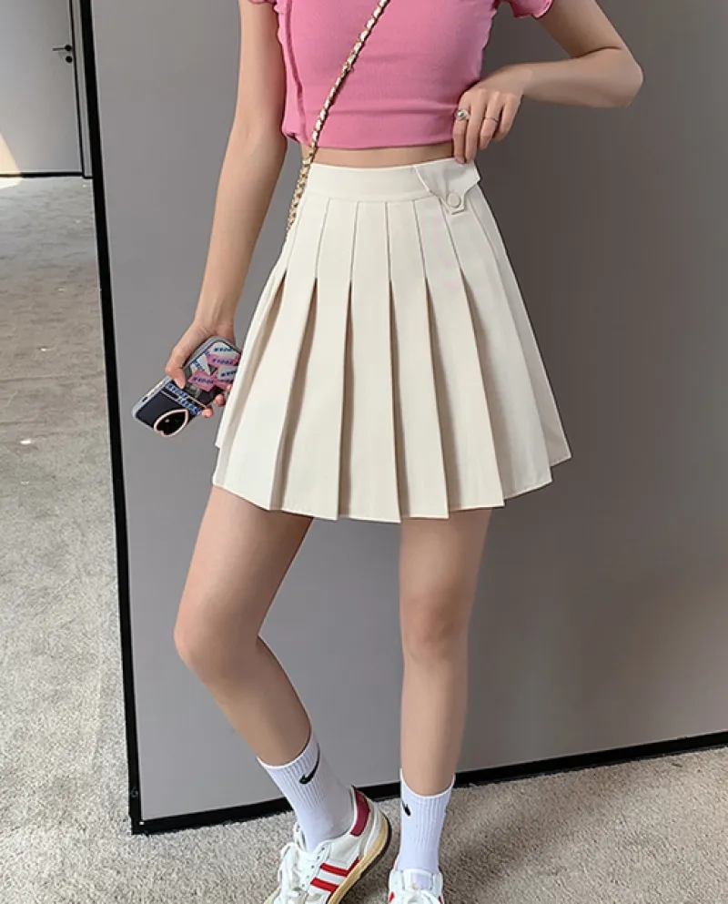 Gonna a pieghe da donna nera Jmprs Super qualità a vita alta A Line Girls