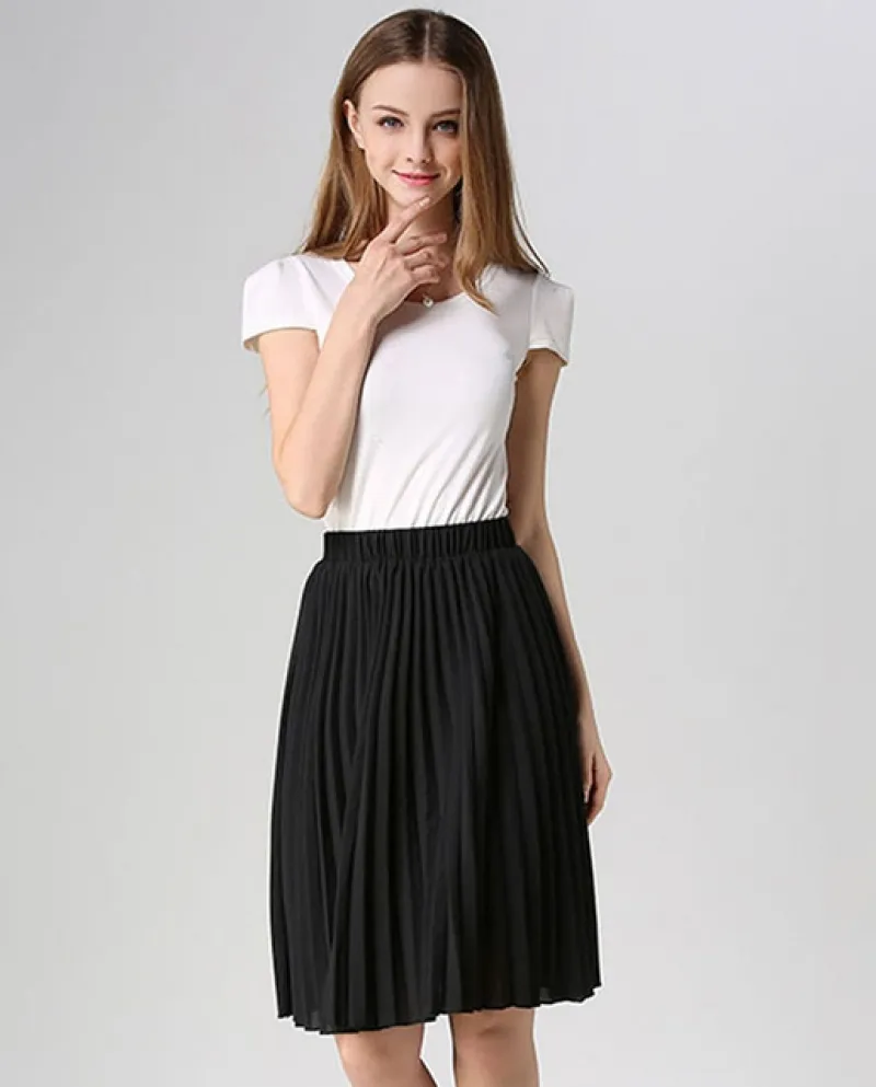 Gonna a pieghe in chiffon da donna Gonne tutu a vita alta vintage da donna Saia