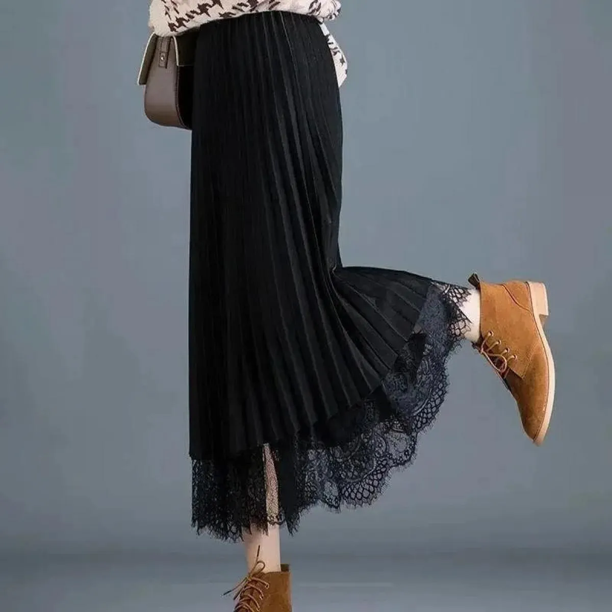 Gonna elegante in tulle da donna stile moda maglia A Line gonna a pieghe da donna estate chic a vita alta nera da sera per feste