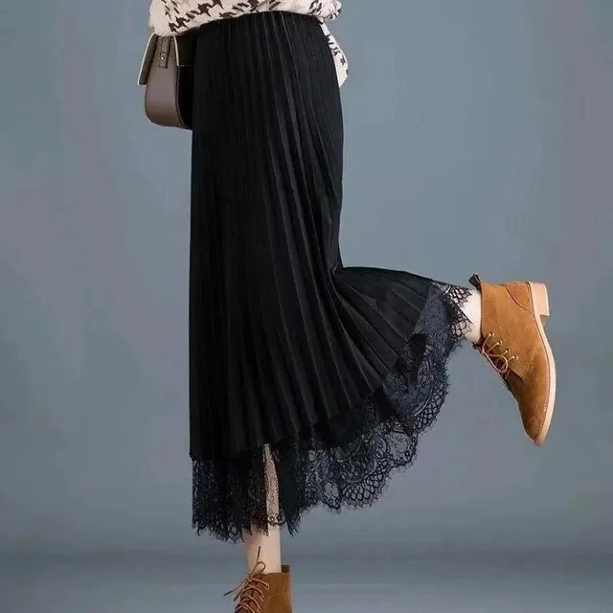 Gonna elegante in tulle da donna stile moda maglia A Line gonna a pieghe da donna estate chic a vita alta nera da sera per feste