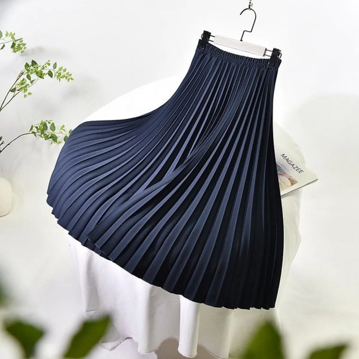 Gonna longuette a pieghe elegante da donna Gonna a vita alta spessa Aline per abiti Jupe Femme Winter Sk965 Skir