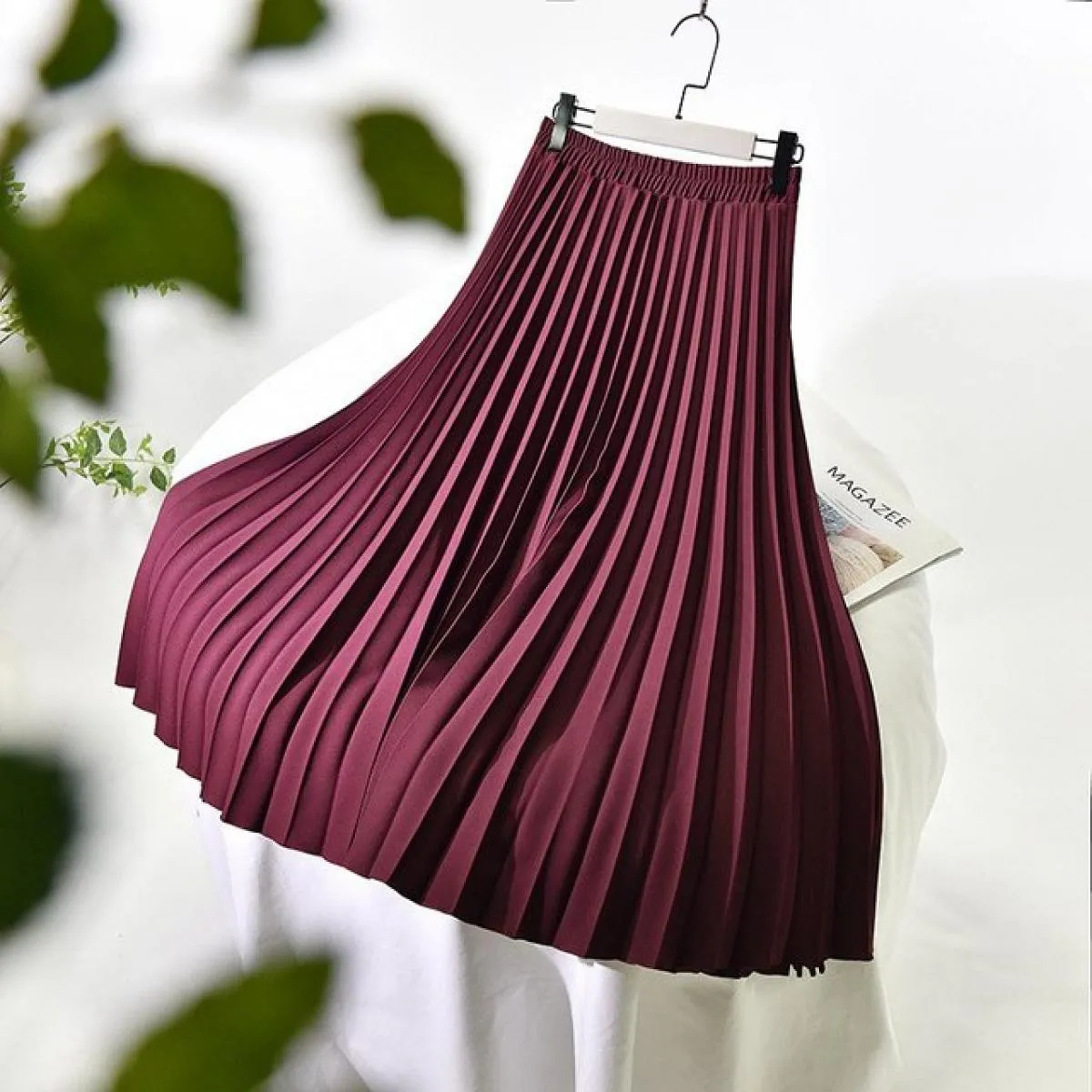 Gonna longuette a pieghe tinta unita elegante da donna Gonna longuette a vita alta ispessita calda da ufficio sottile Aline Gonn