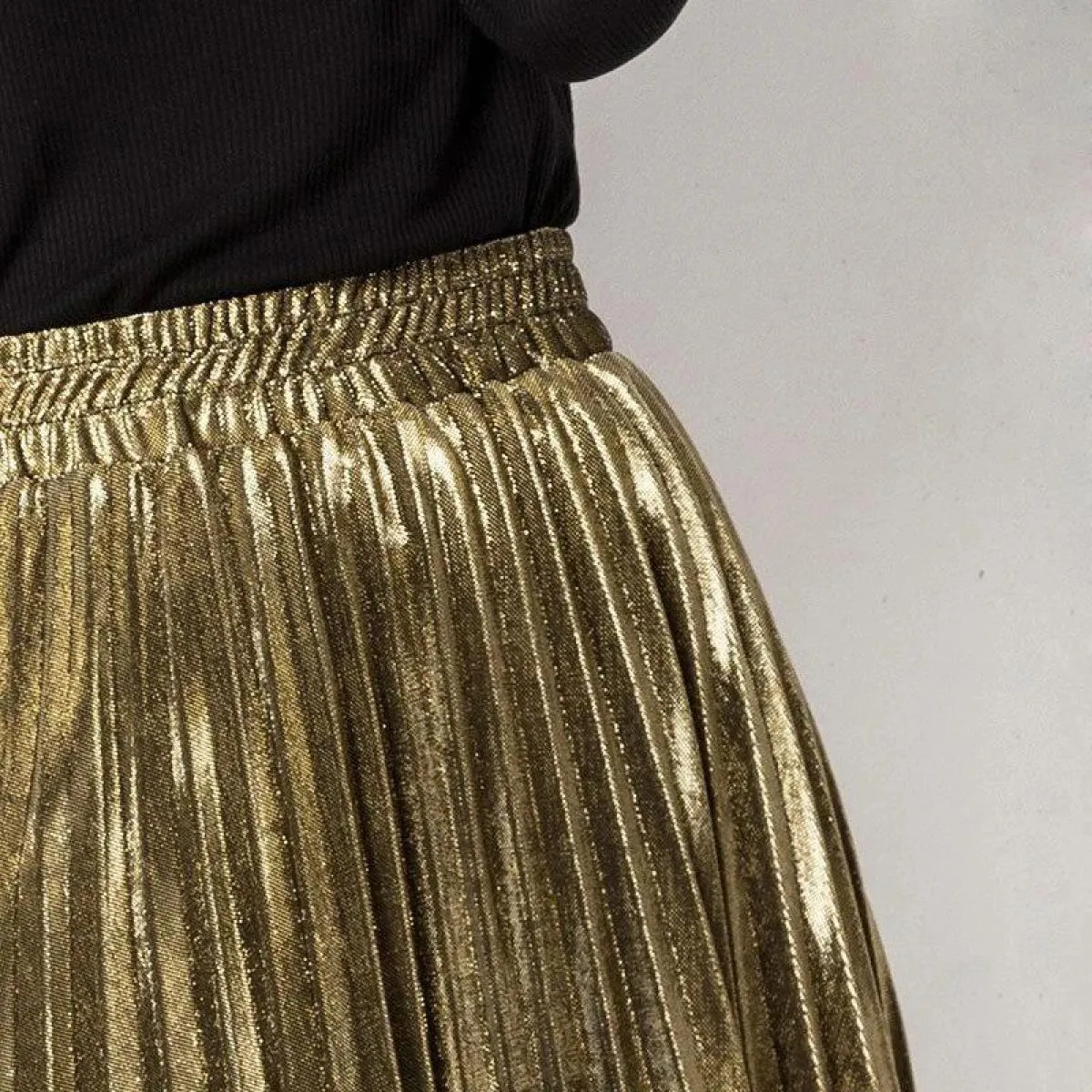 Gonna lunga plissettata Gonne midi plissettate color oro Gonna plissettata argento Gonne plissettate color oro