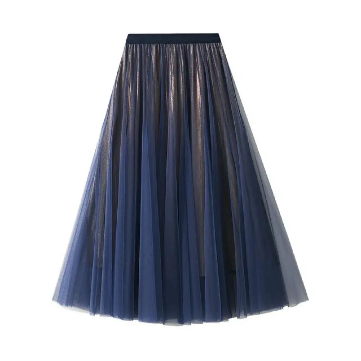 Gonna maxi lunga in tulle blu viola gonna a pieghe primavera estate donna 2022 nuove gonne a linea A in rete a vita alta vintage