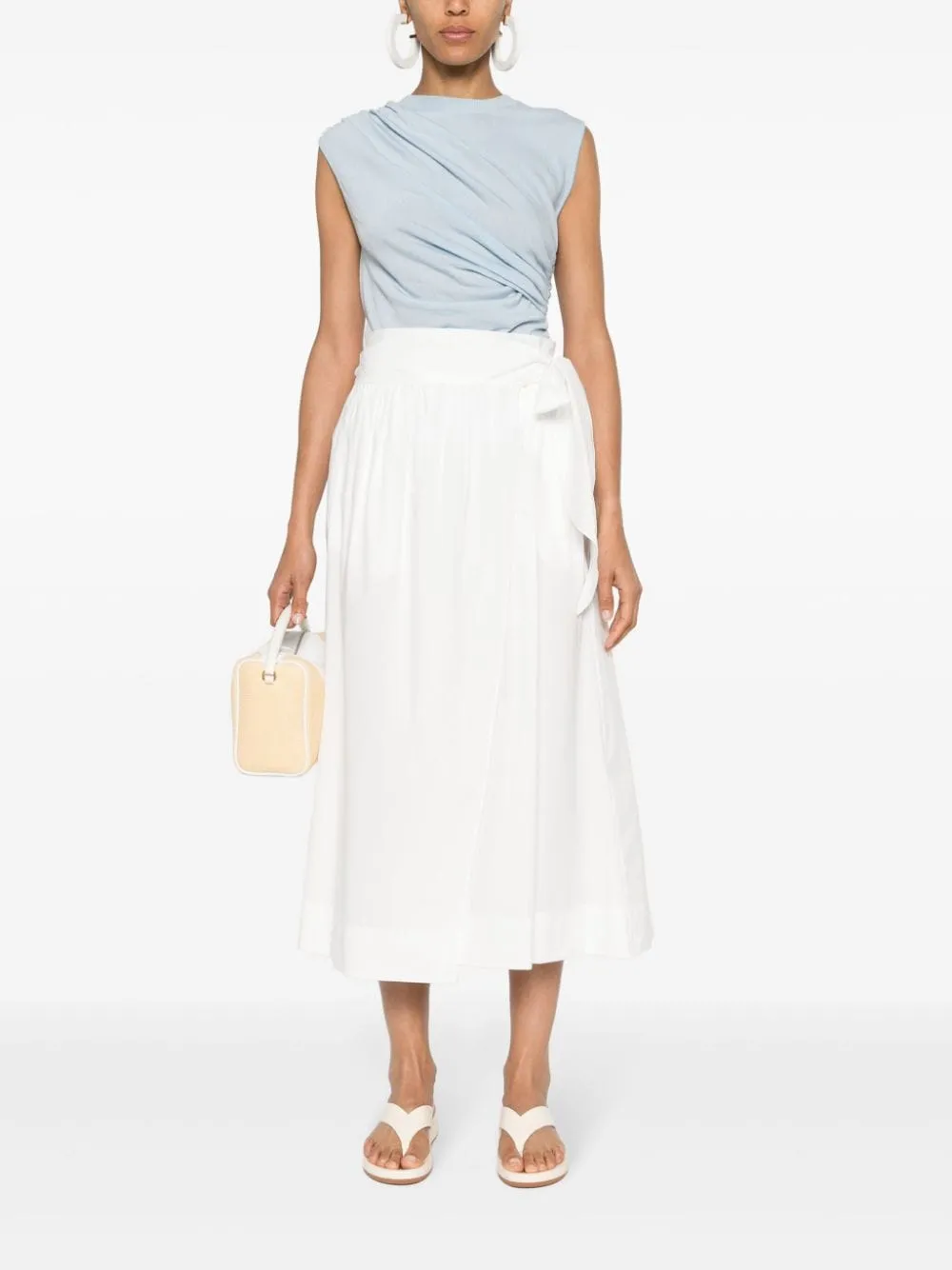 Gonna midi a portafoglio in bianco - donna