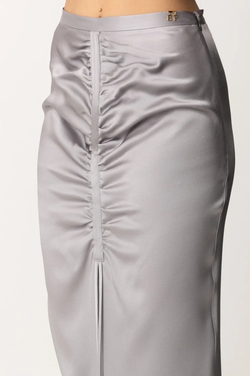 Gonna midi in satin drappeggiata PIOMBO