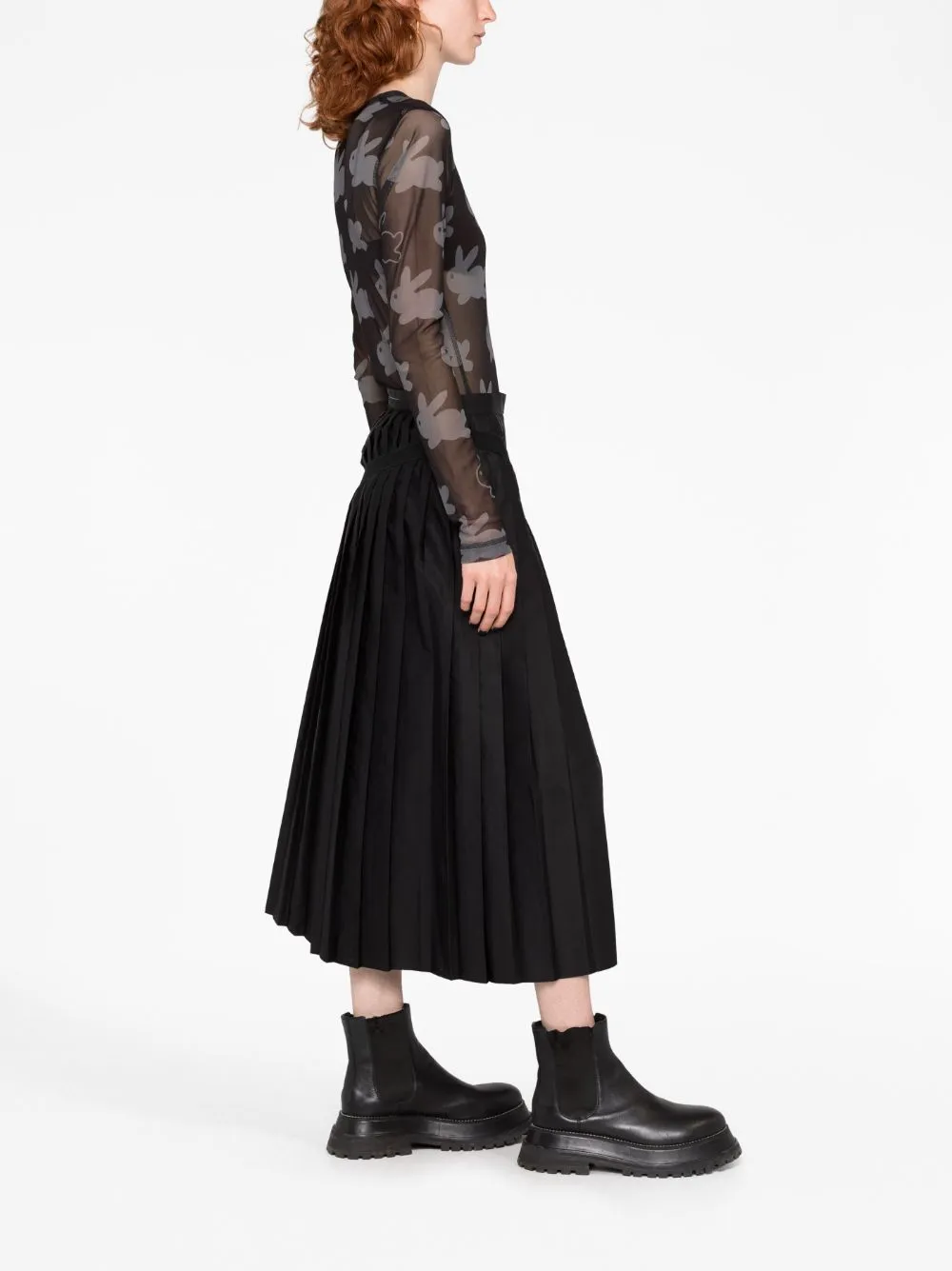 Gonna midi plissettata in nero - donna