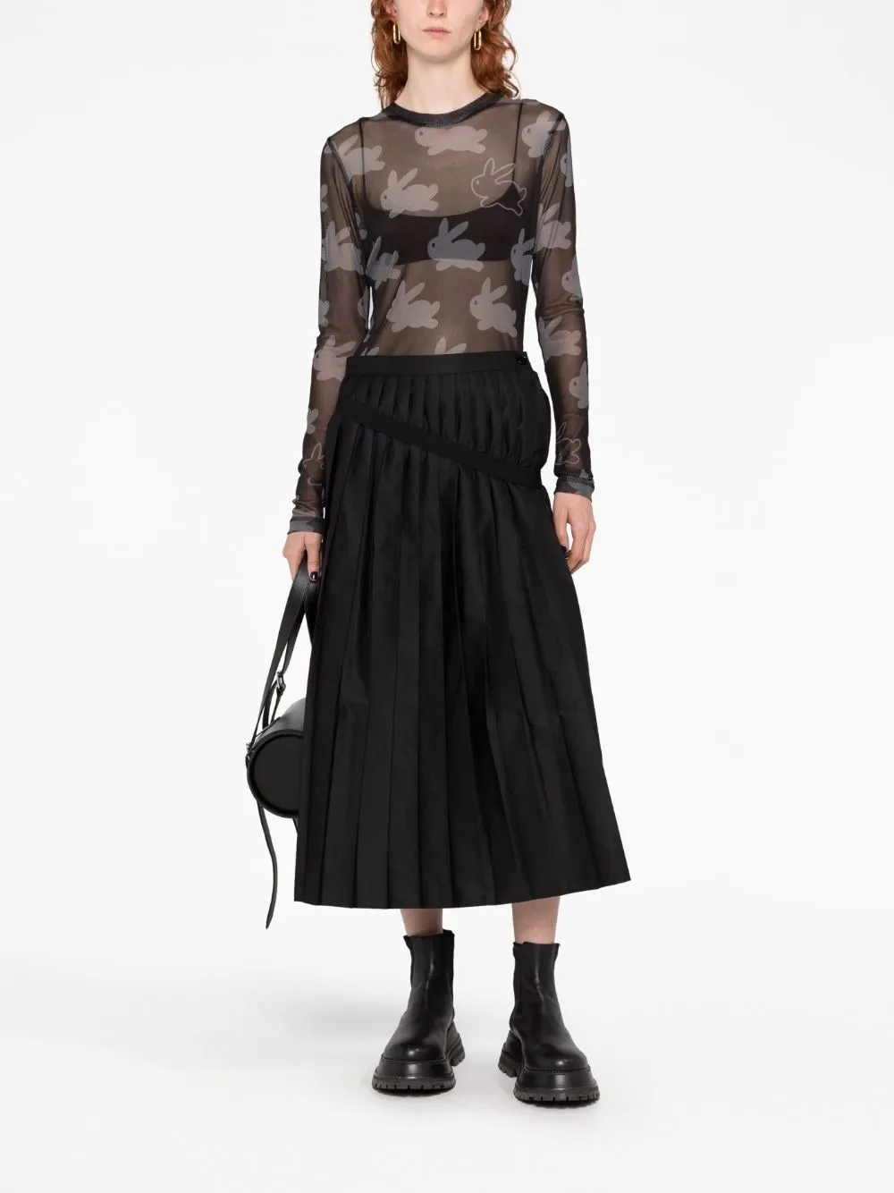 Gonna midi plissettata in nero - donna