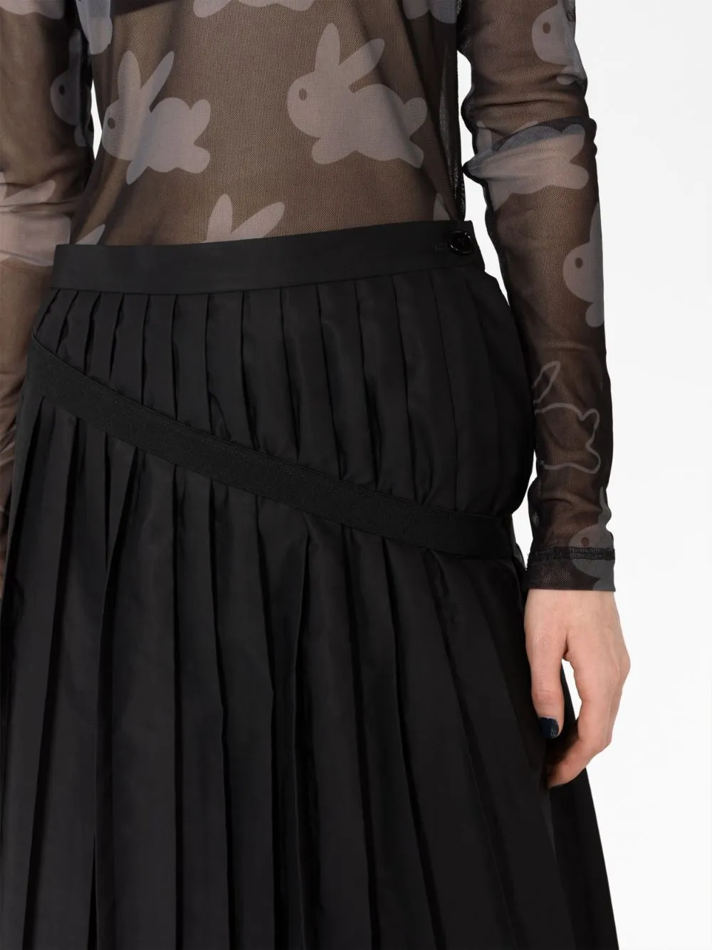 Gonna midi plissettata in nero - donna