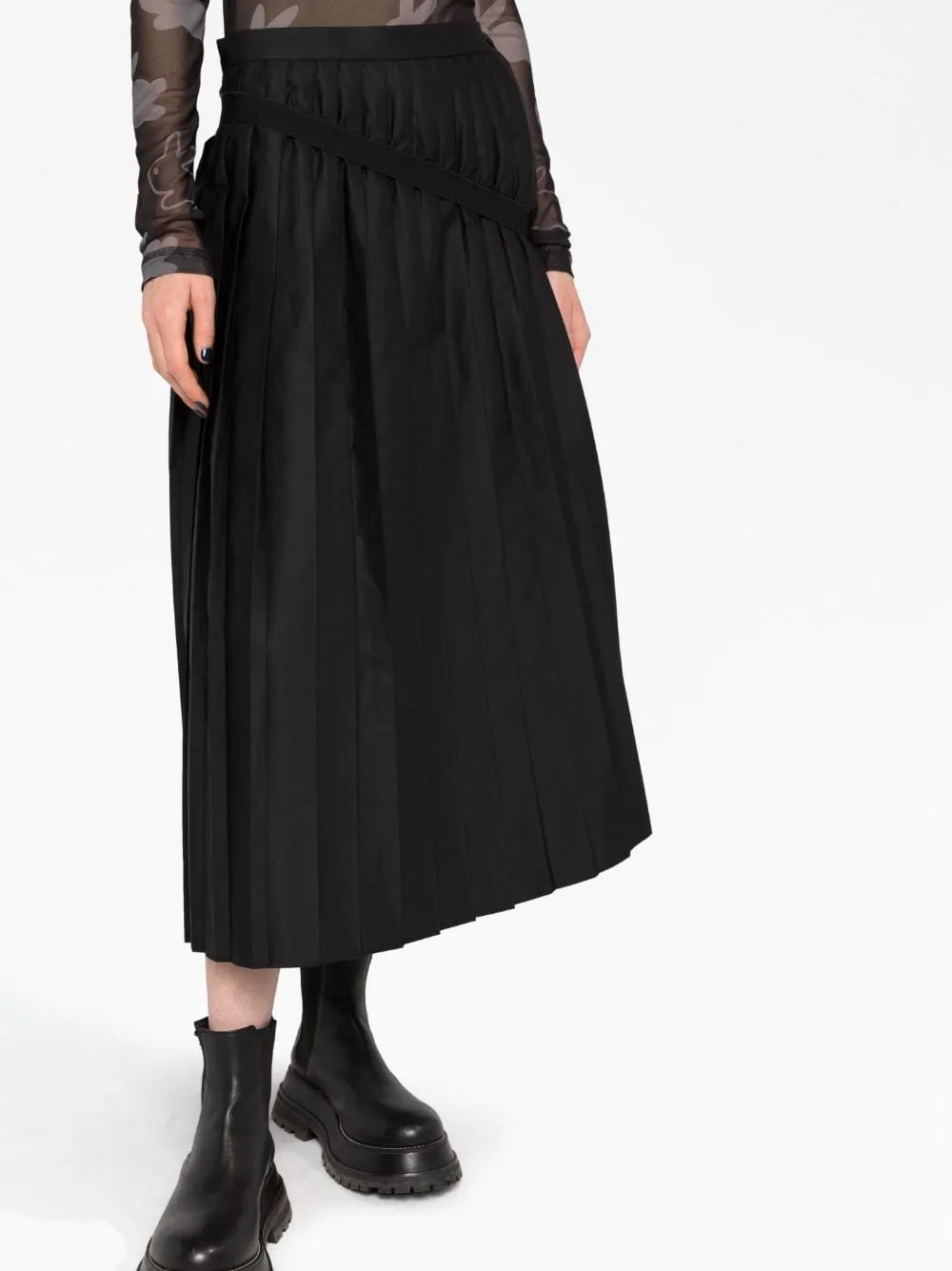 Gonna midi plissettata in nero - donna