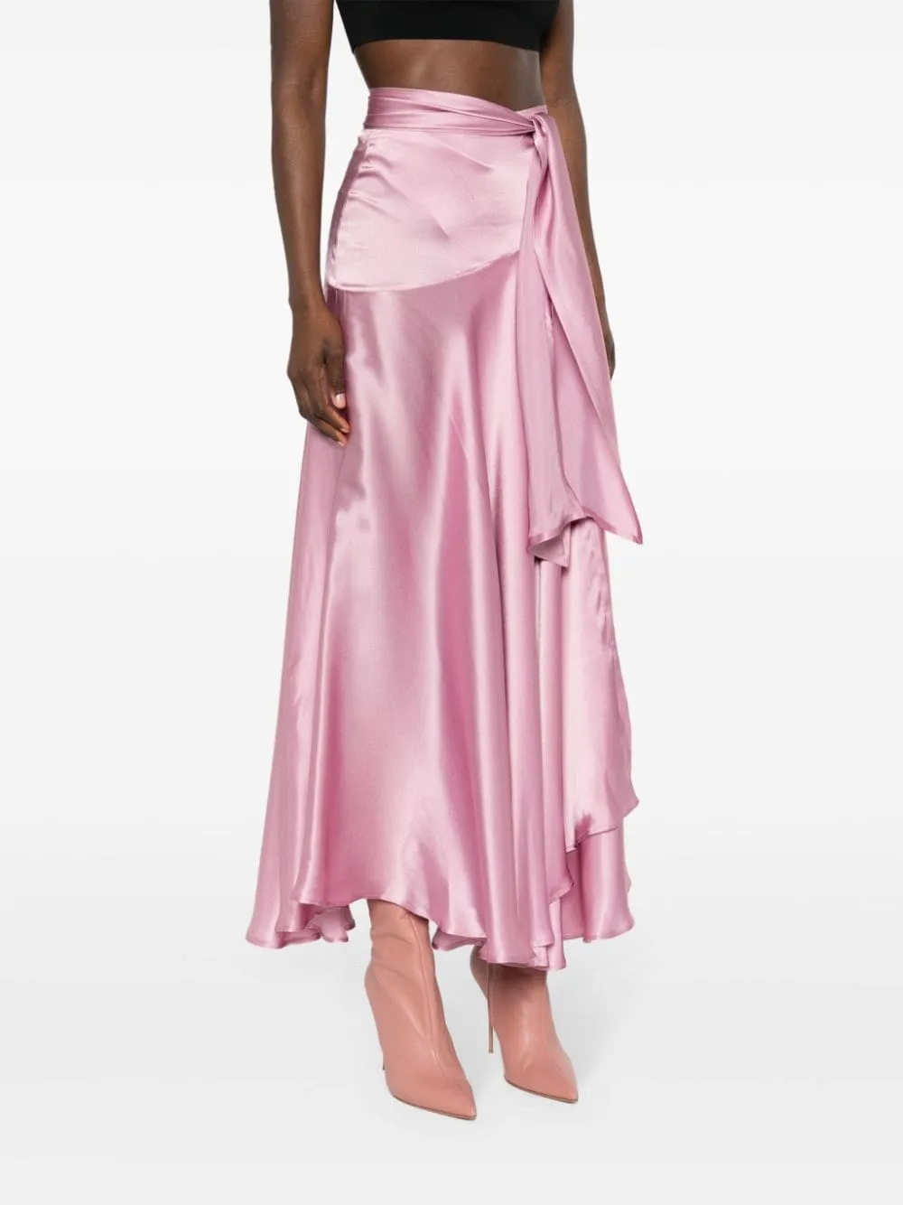 Gonna midi satinata in rosa - donna