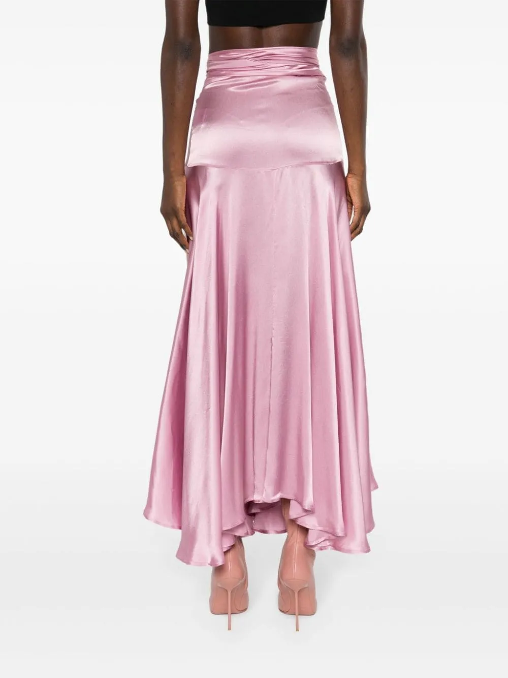 Gonna midi satinata in rosa - donna