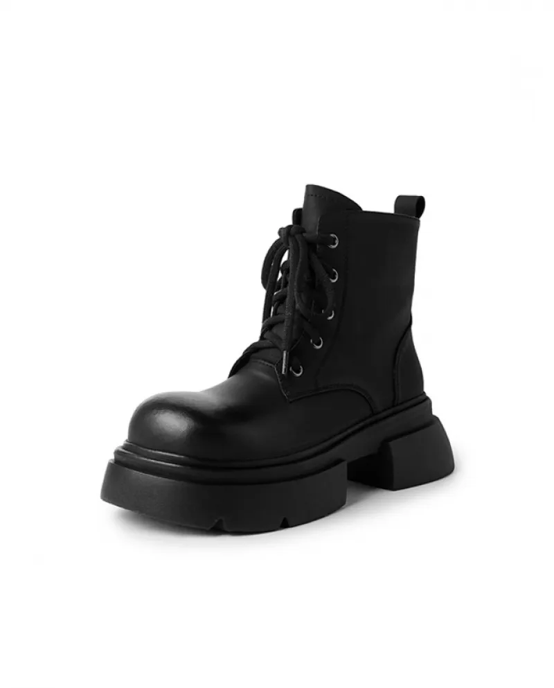 Ins Big Toe Martin Boots Nuovo colore retrò Fried Street Stivali corti con suola spessa da donna Cinturino incrociato Pelle bovi