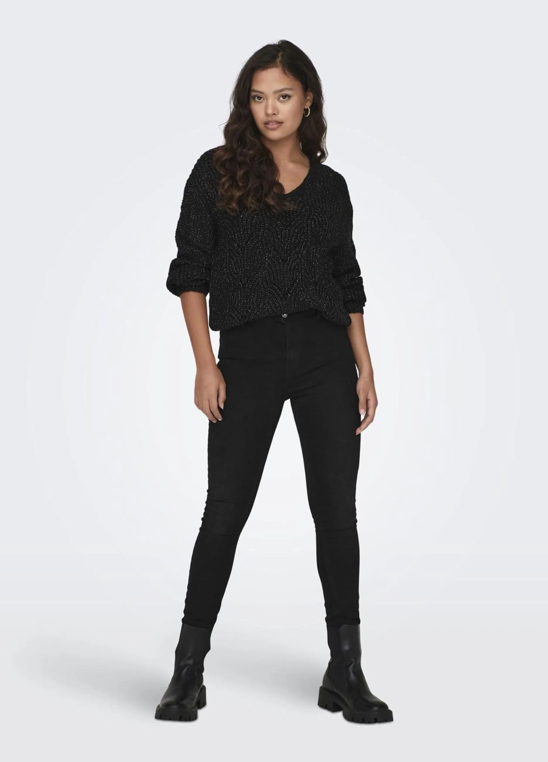 JDY  Pullover a maniche lunghe con scollo a V