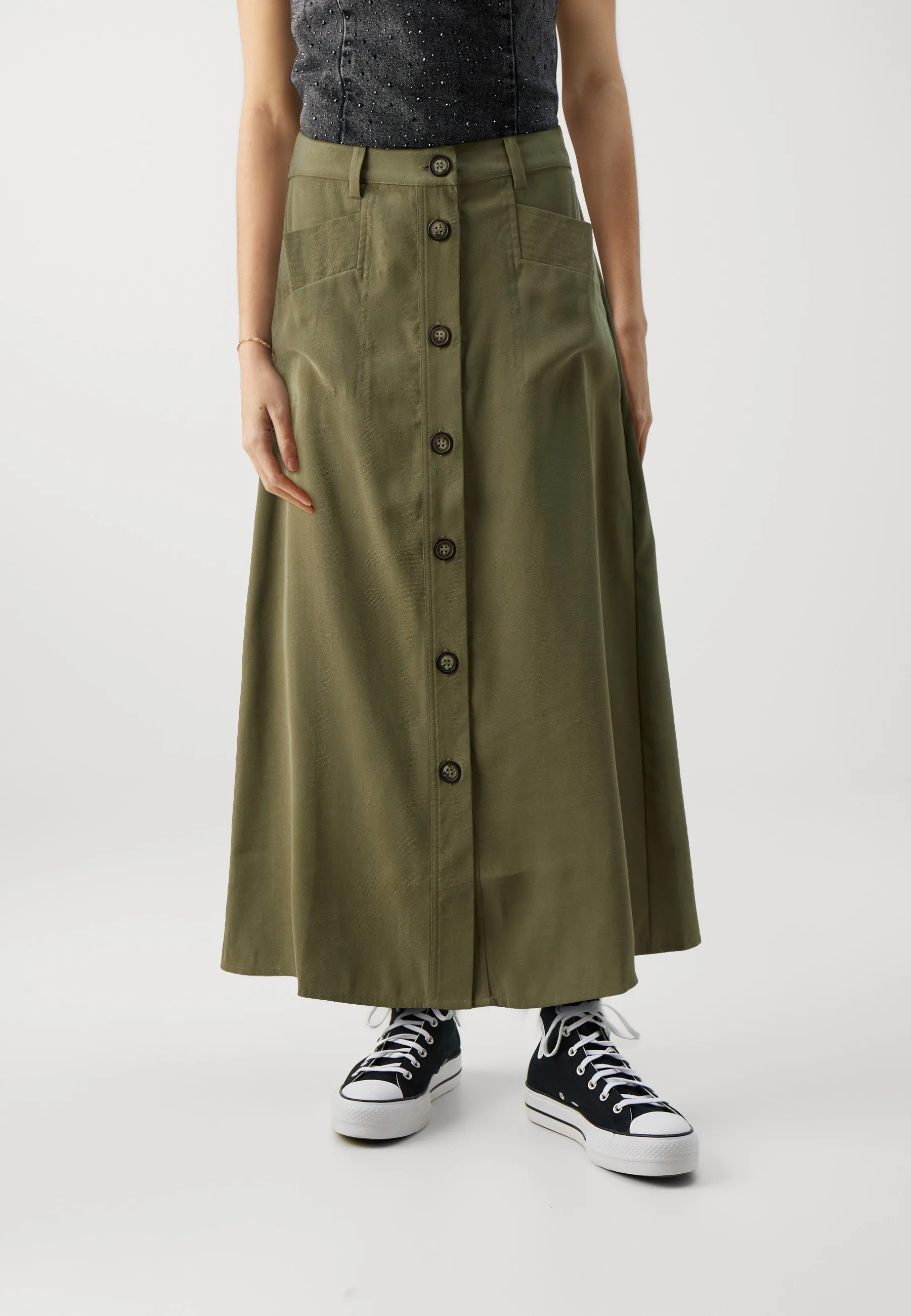 JDYOLLI MIDI BUTTON SKIRT - Gonna a campana