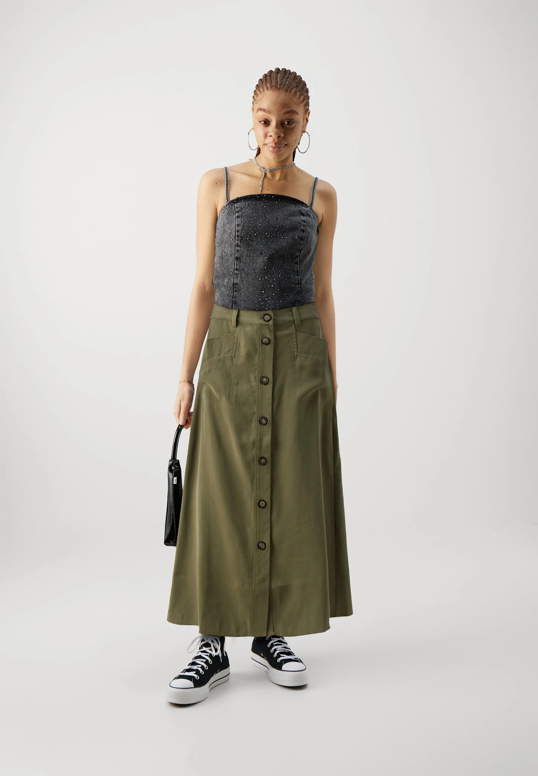 JDYOLLI MIDI BUTTON SKIRT - Gonna a campana