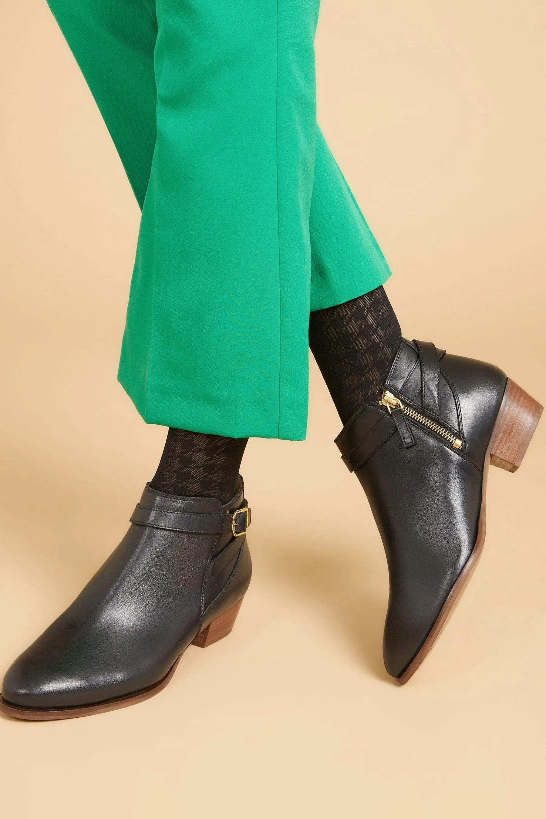 Jones Bootmaker - Nero alla caviglia in pelle con tacco e motivo fairlop - Stivali