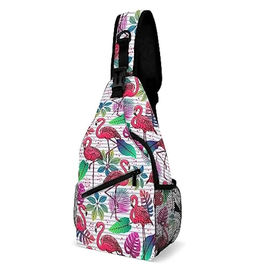 KWQDOZF Foglie di fenicottero blu Fogliame Foglie di fenicottero blu Fogliame Zaino Sling Bag Petto Borsa a tracolla Borsa a tra
