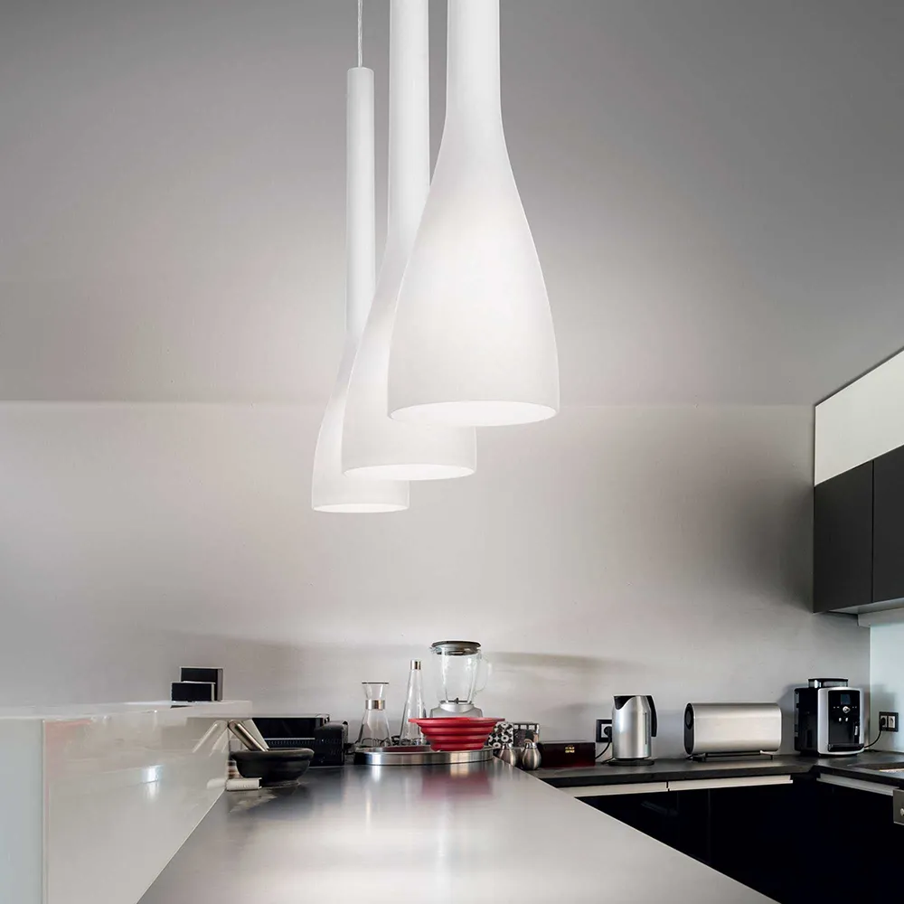 Lampada a Sospensione IDEAL LUX – FLUT Metallo Vetro 1 Luce D. 14