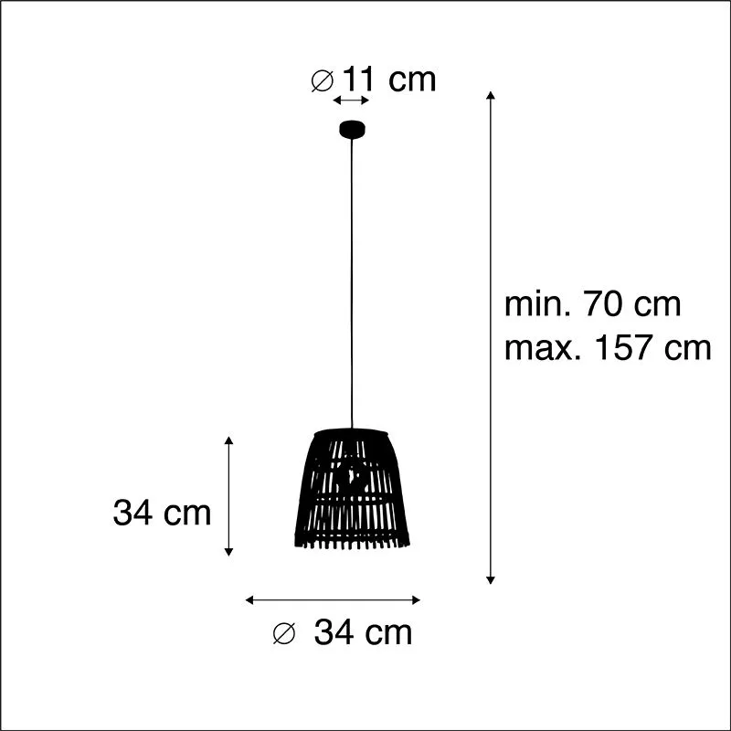 Lampada a sospensione nazionale in bambù 34 cm - Secchio di canna