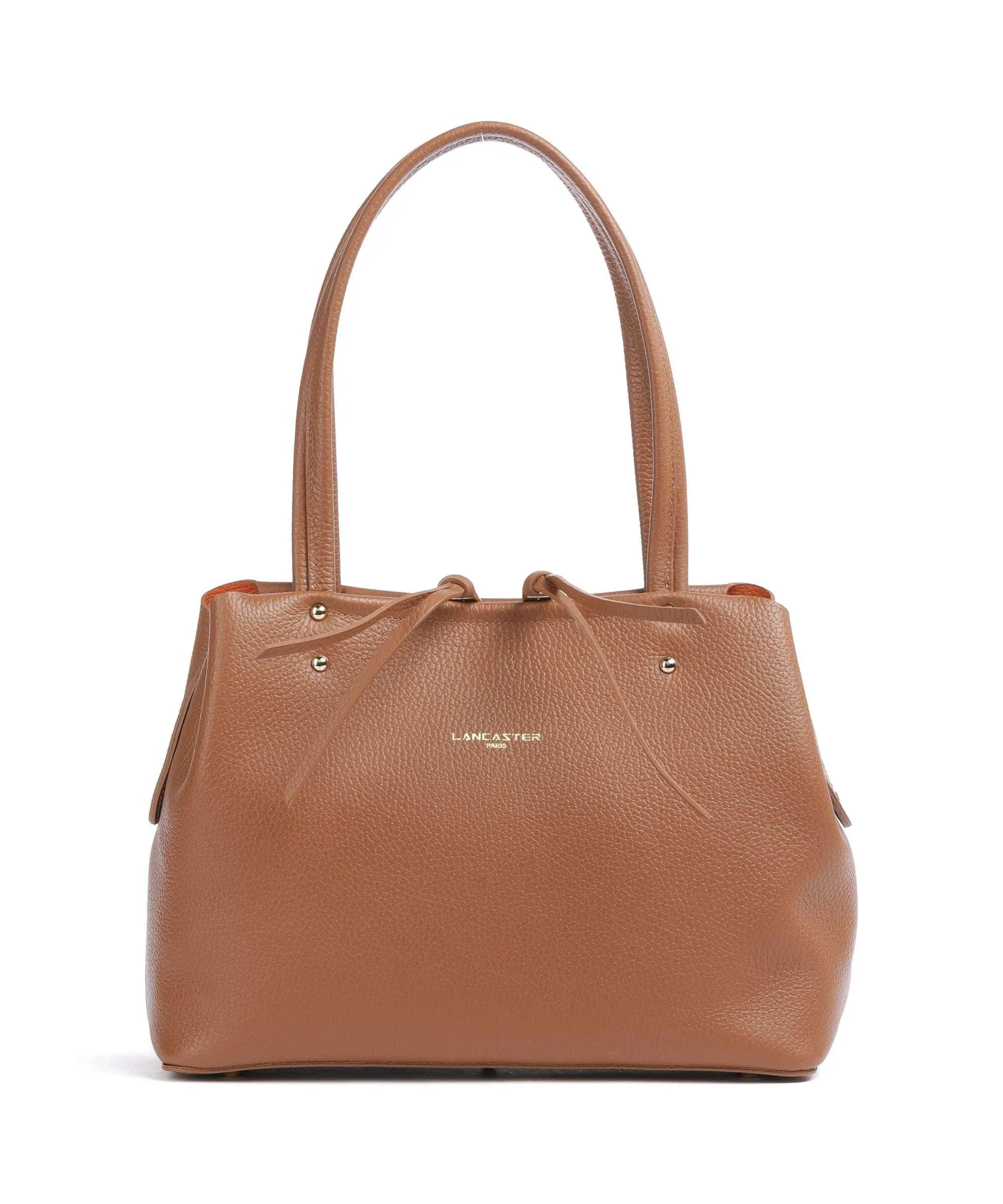  Lancaster Foulonne Double Borsa shopper pelle di vacchetta grana marrone  