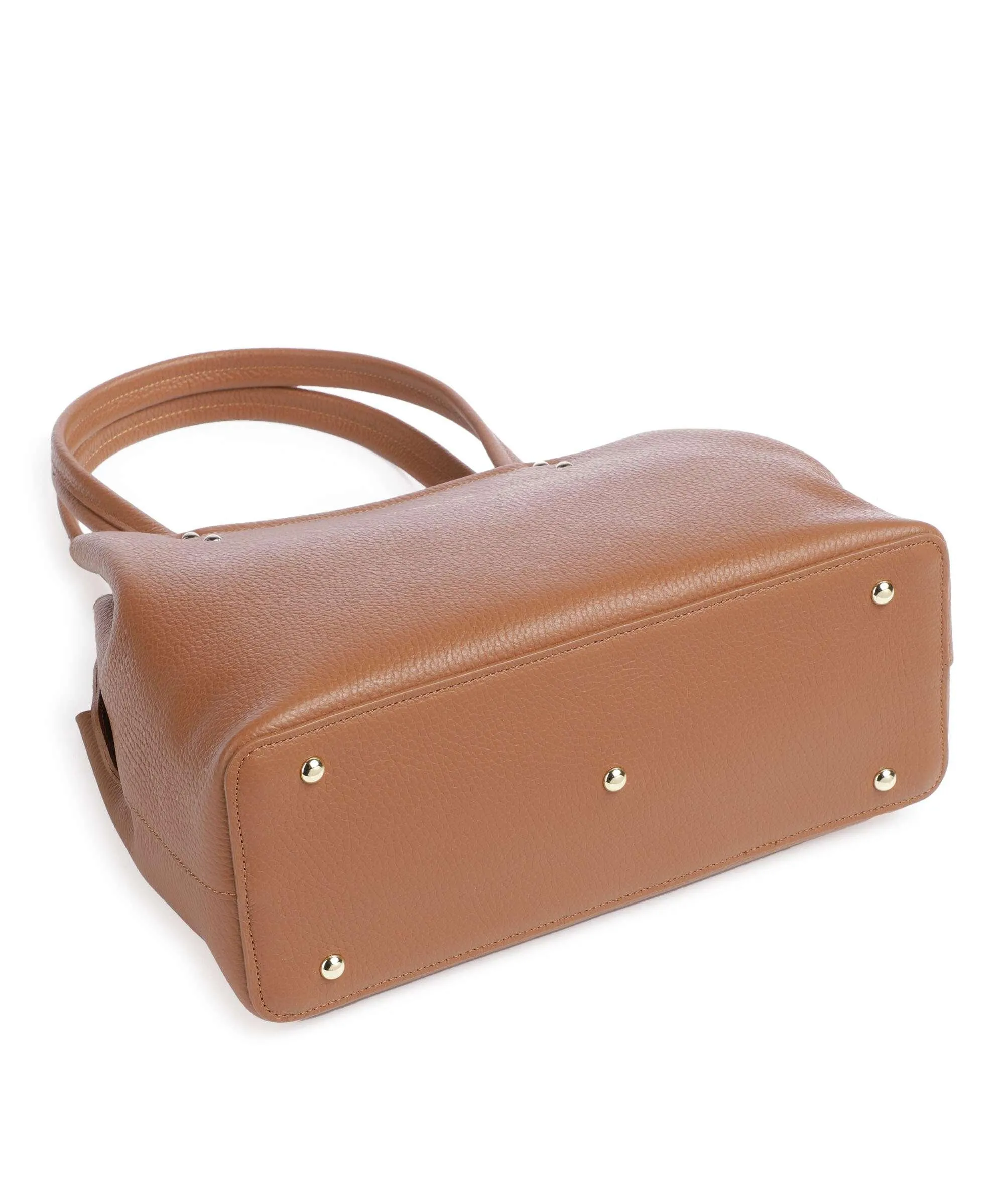  Lancaster Foulonne Double Borsa shopper pelle di vacchetta grana marrone  