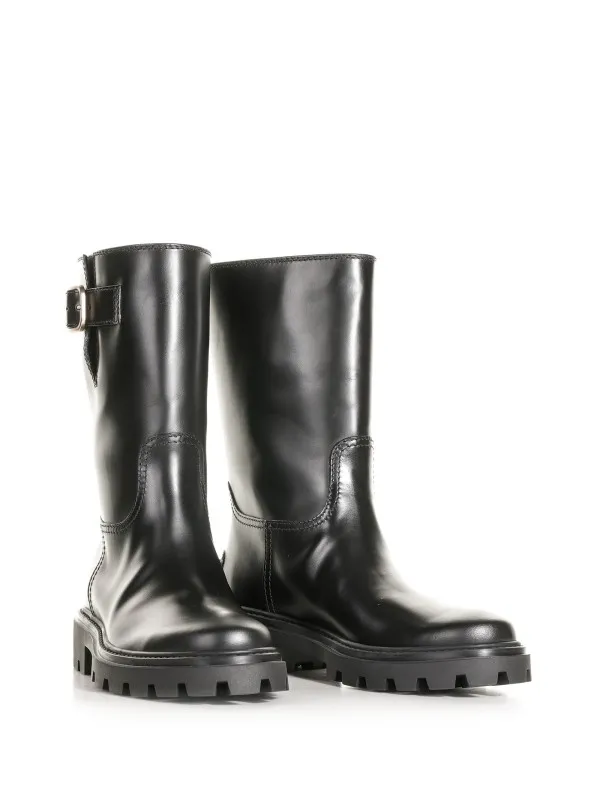 Leather biker boot