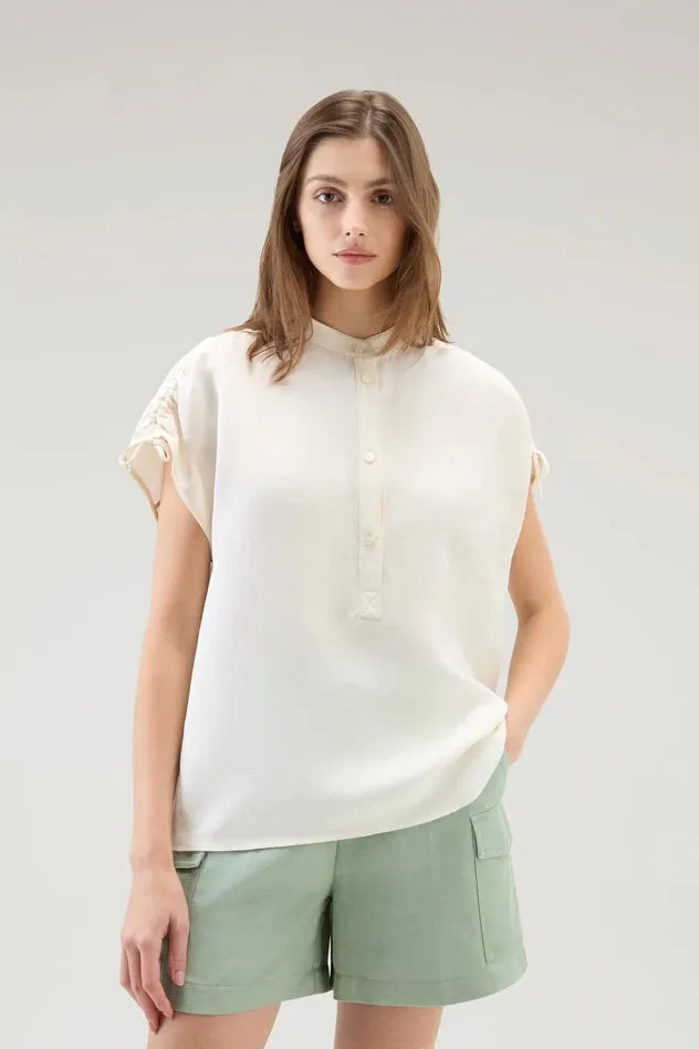 Linen Blend Blouse / White