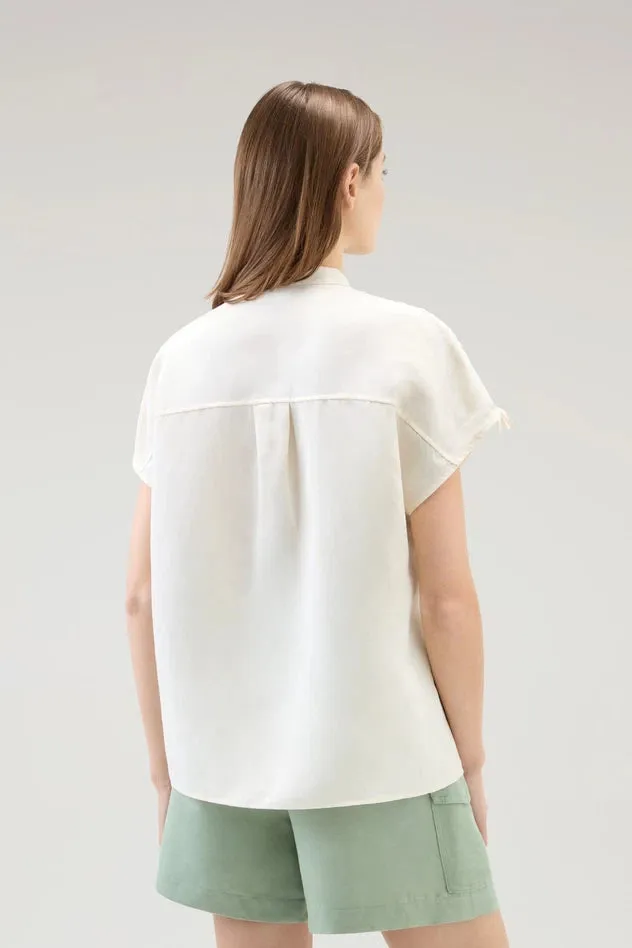 Linen Blend Blouse / White