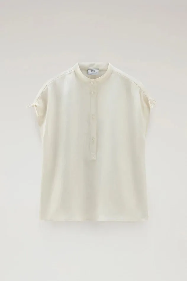 Linen Blend Blouse / White