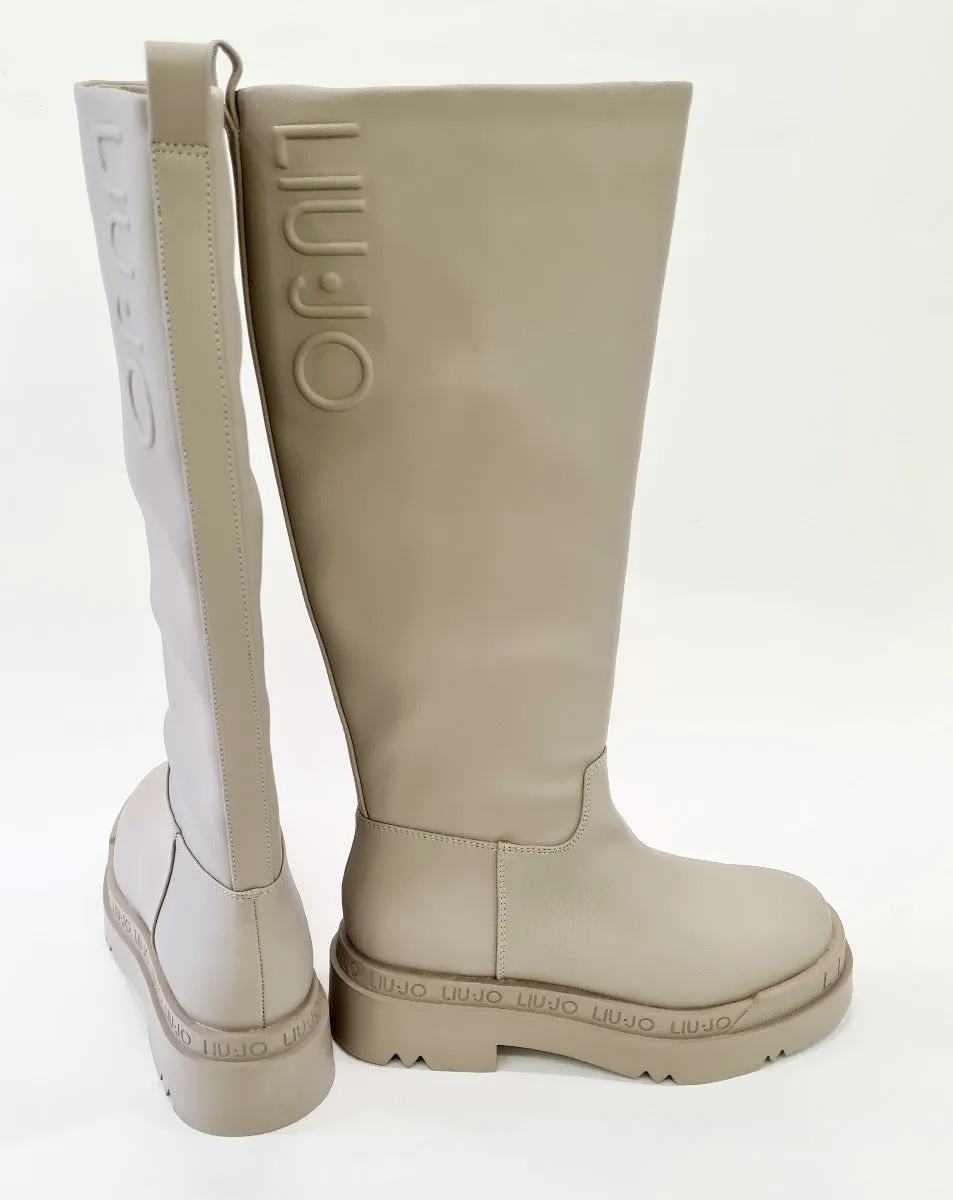 Liujo stivale fondo gomma para 5cm pelle Taupe rif.667