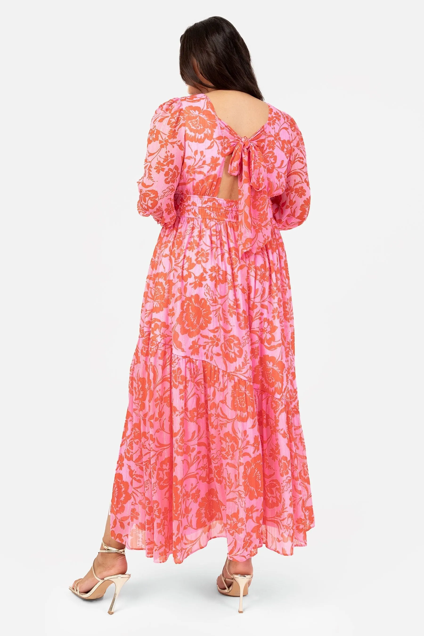Lovedrobe - Abito maxi a portafoglio con elastico in vita