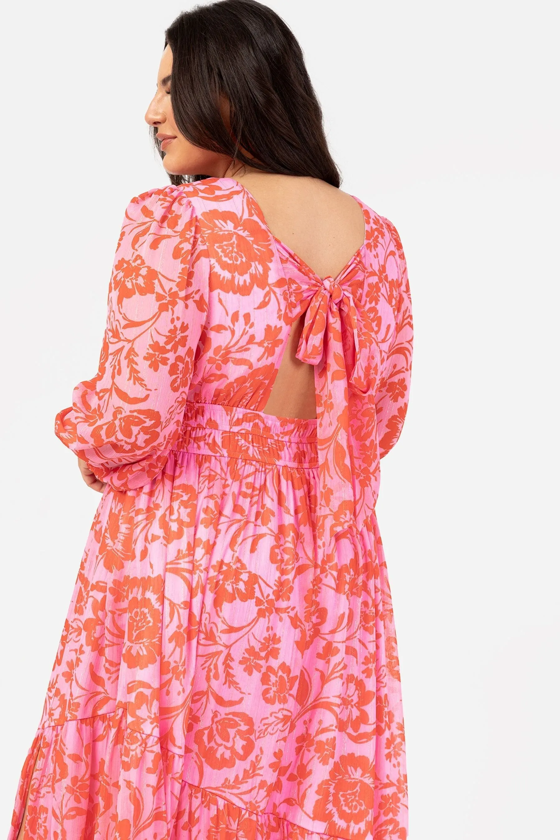 Lovedrobe - Abito maxi a portafoglio con elastico in vita