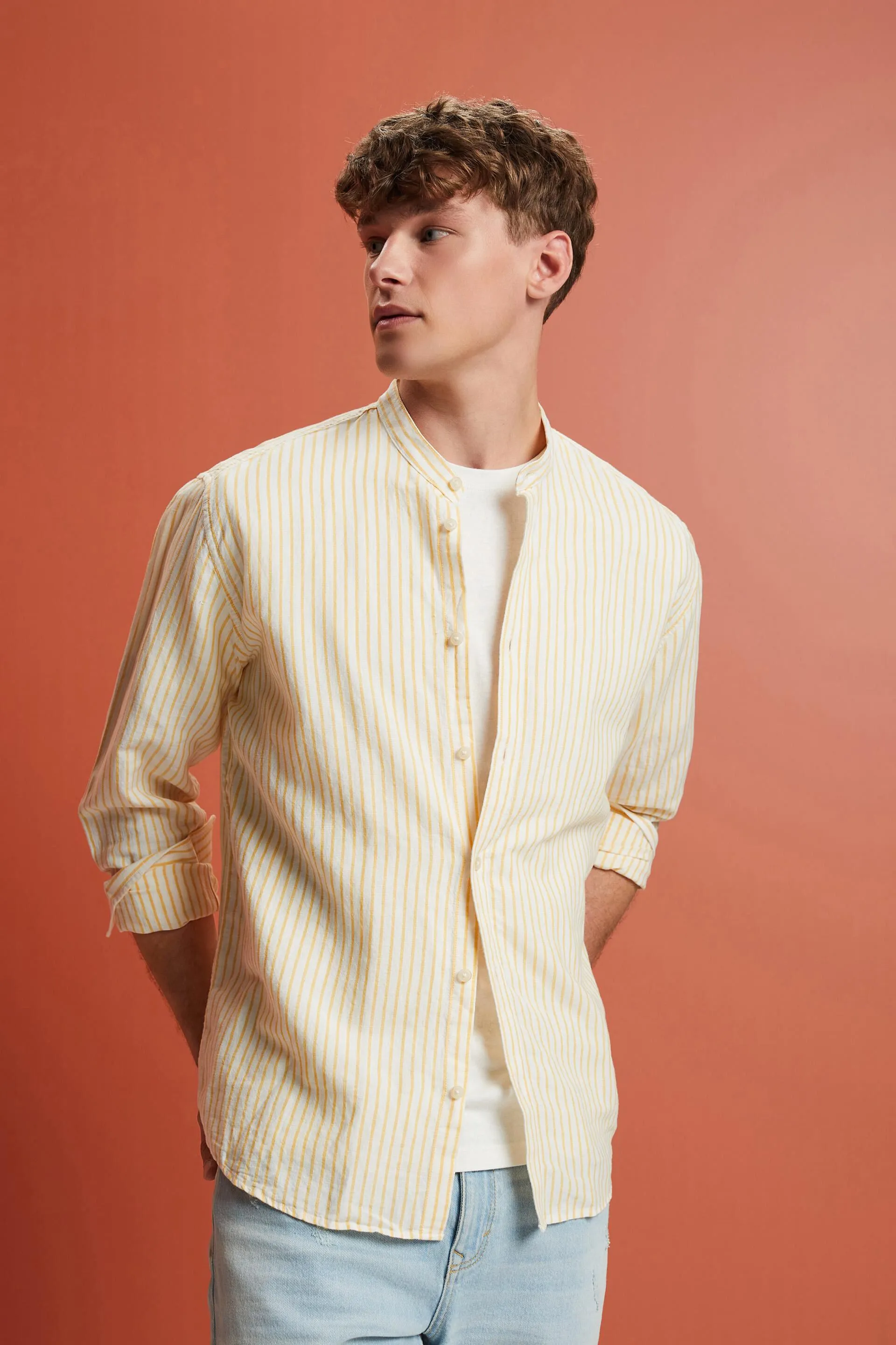 Maglia a righe, misto lino