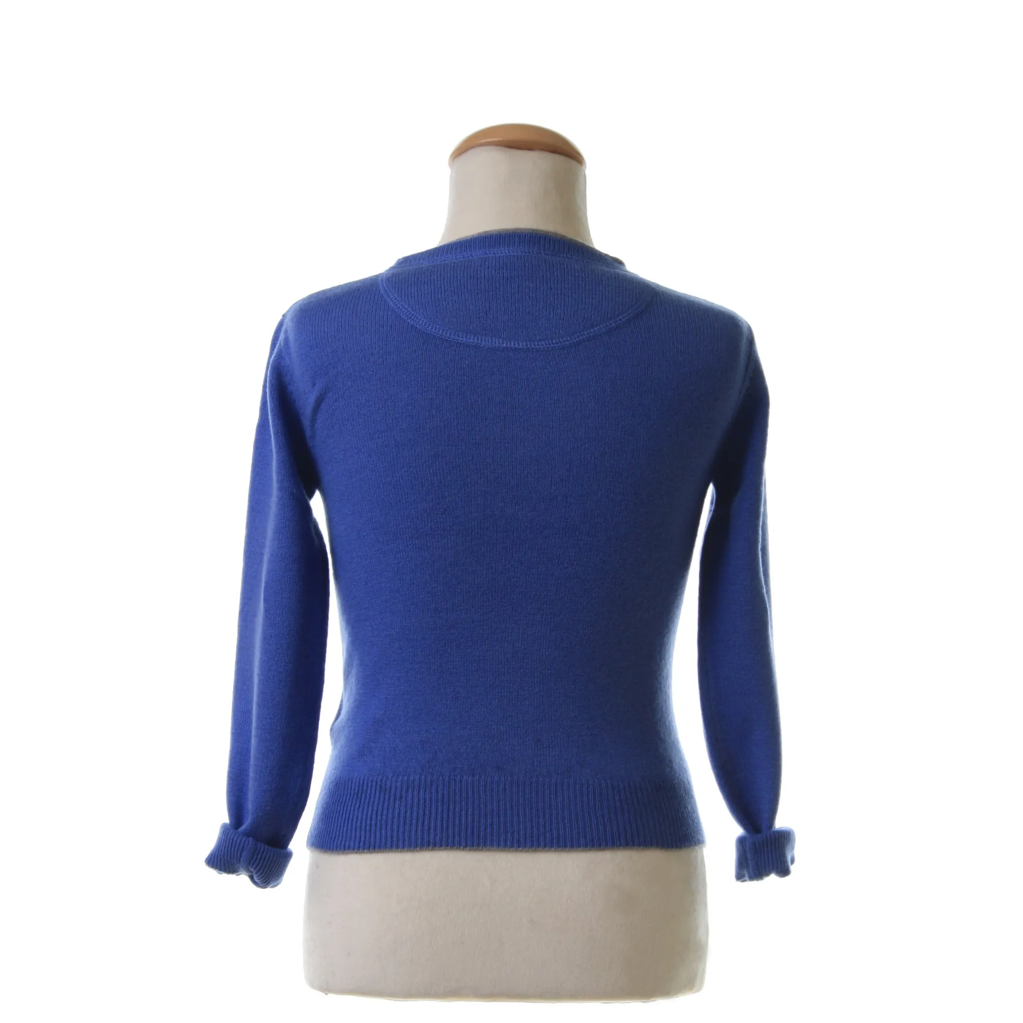 Maglia Girocollo In Lana Blu Denim Brillante Baby