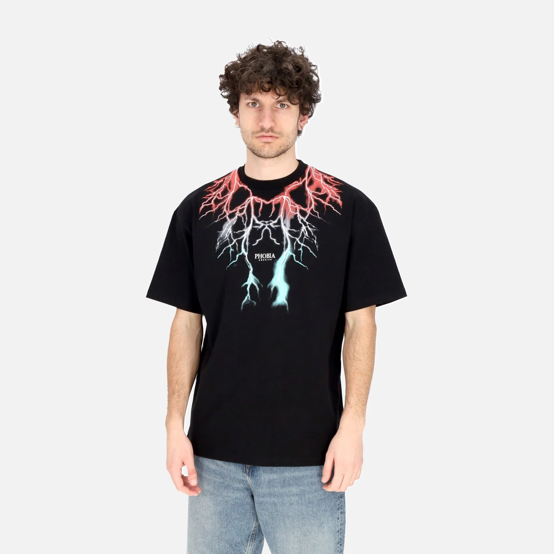 Maglietta Uomo Bicolor Lightning Print Tee Black