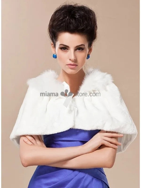 Mantellina da Sposa in eco-pelliccia con colletto