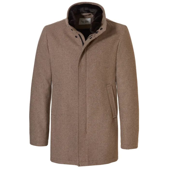 Mario Fiorenzo Cappotto invernale in lana con bordo in pelliccia staccabile Marrone chiaro