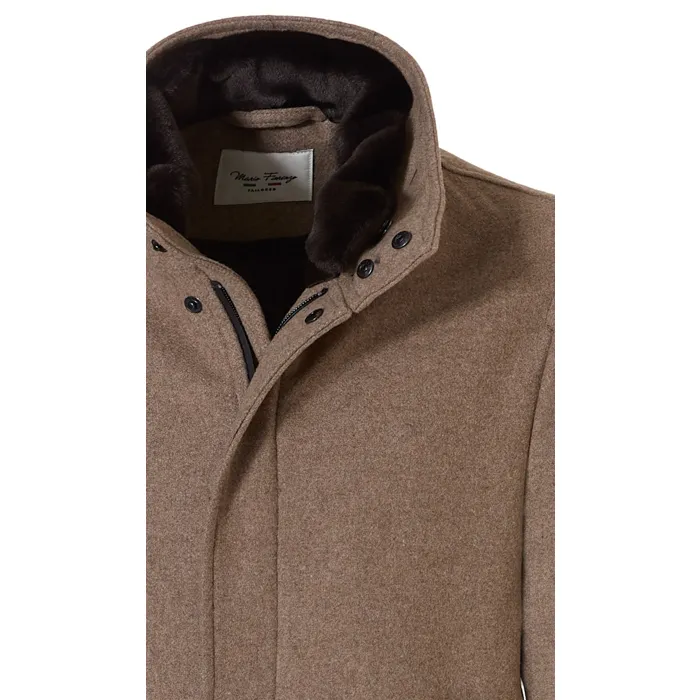 Mario Fiorenzo Cappotto invernale in lana con bordo in pelliccia staccabile Marrone chiaro