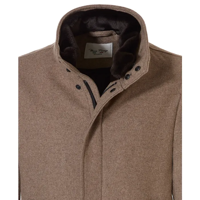 Mario Fiorenzo Cappotto invernale in lana con bordo in pelliccia staccabile Marrone chiaro