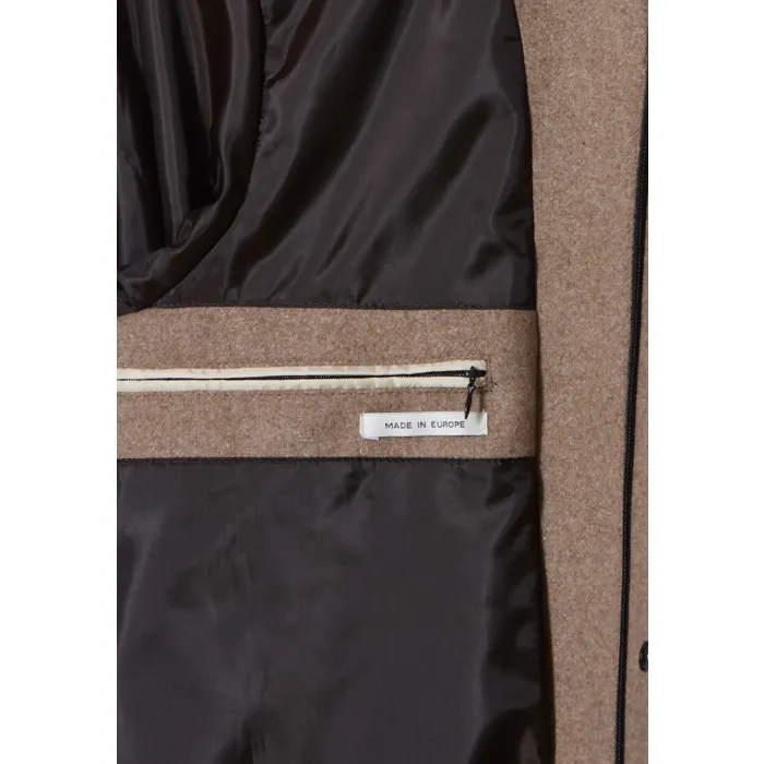 Mario Fiorenzo Cappotto invernale in lana con bordo in pelliccia staccabile Marrone chiaro